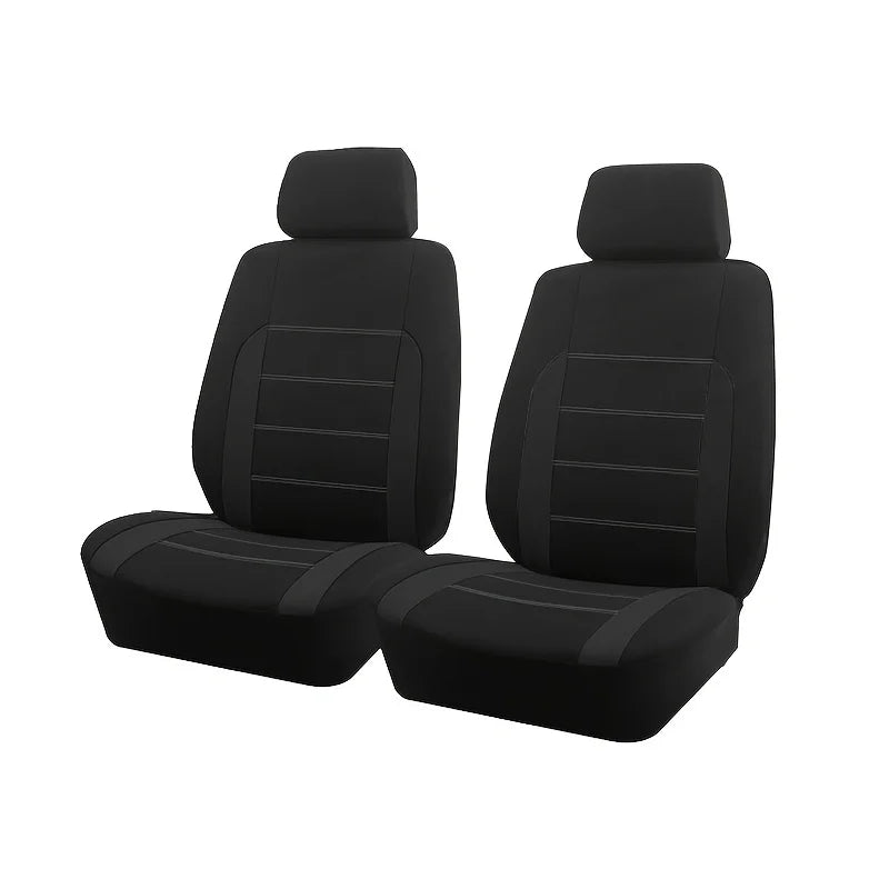 Black universal two-tone car seat cover set with padded headrests
