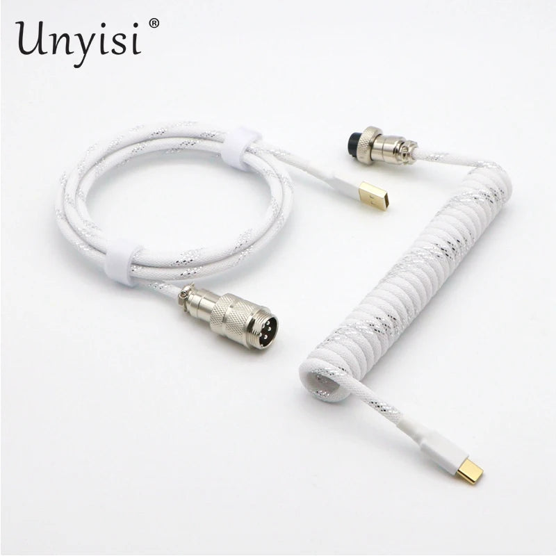 Handcrafted Coiled USB-A to Type-C Cable for Mechanical Keyboards