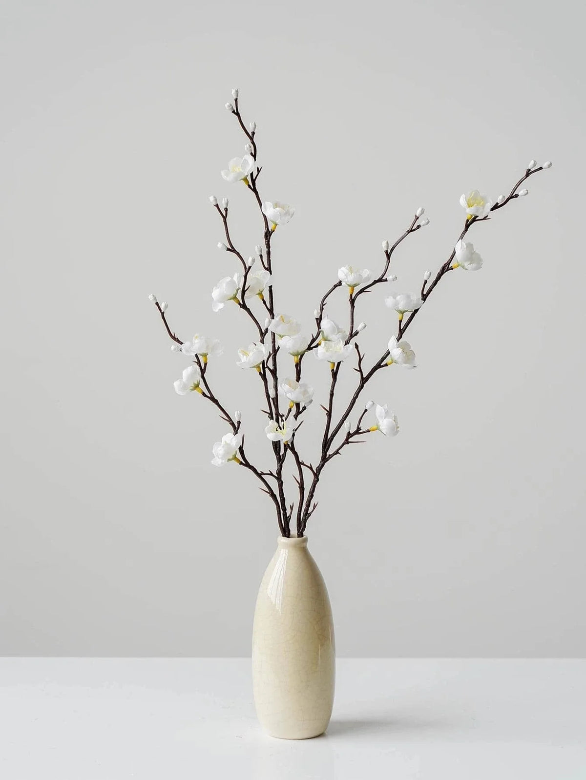 Artificial White Plum Blossom Branch for Chinese Home Décor