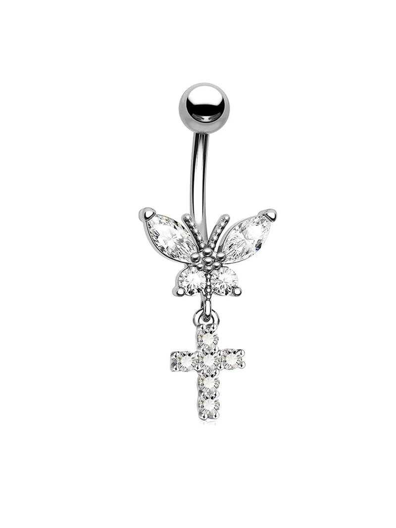 Piercing de Ombligo con Mariposa Colgante