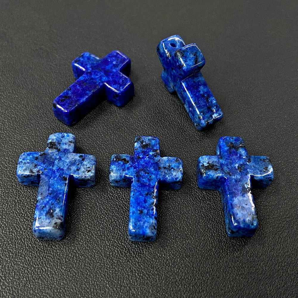 Natural Stone Cross Pendant Charm for Jewelry Making