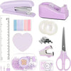 Macaron Office Desk Accessories Kit with Stapler, Tape Dispenser, and Scissors