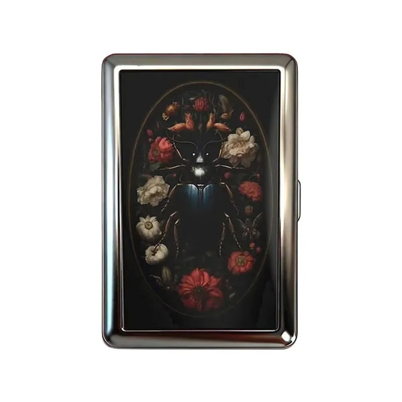 Vintage Metal Card Case with Push-Button Closure