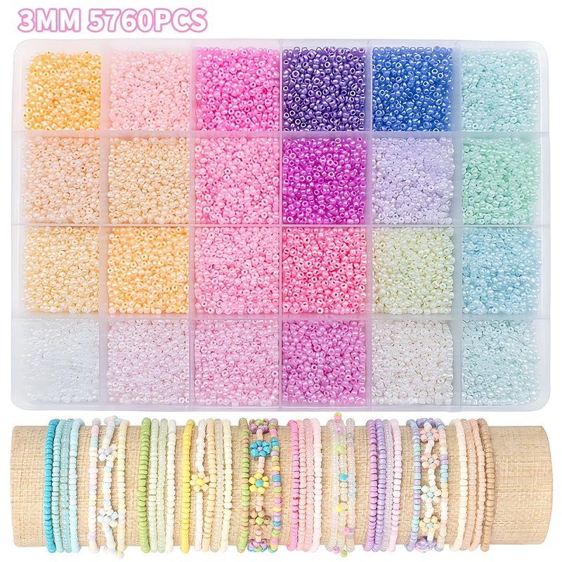 24-Color Glass Seed Beads Kit for Jewelry Making