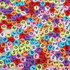 A colorful assortment of acrylic alphabet letter beads in various colors and shapes for jewelry making