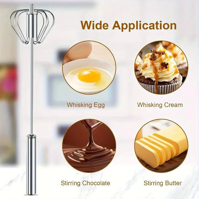Stainless Steel Semi-Automatic Egg Beater Whisk