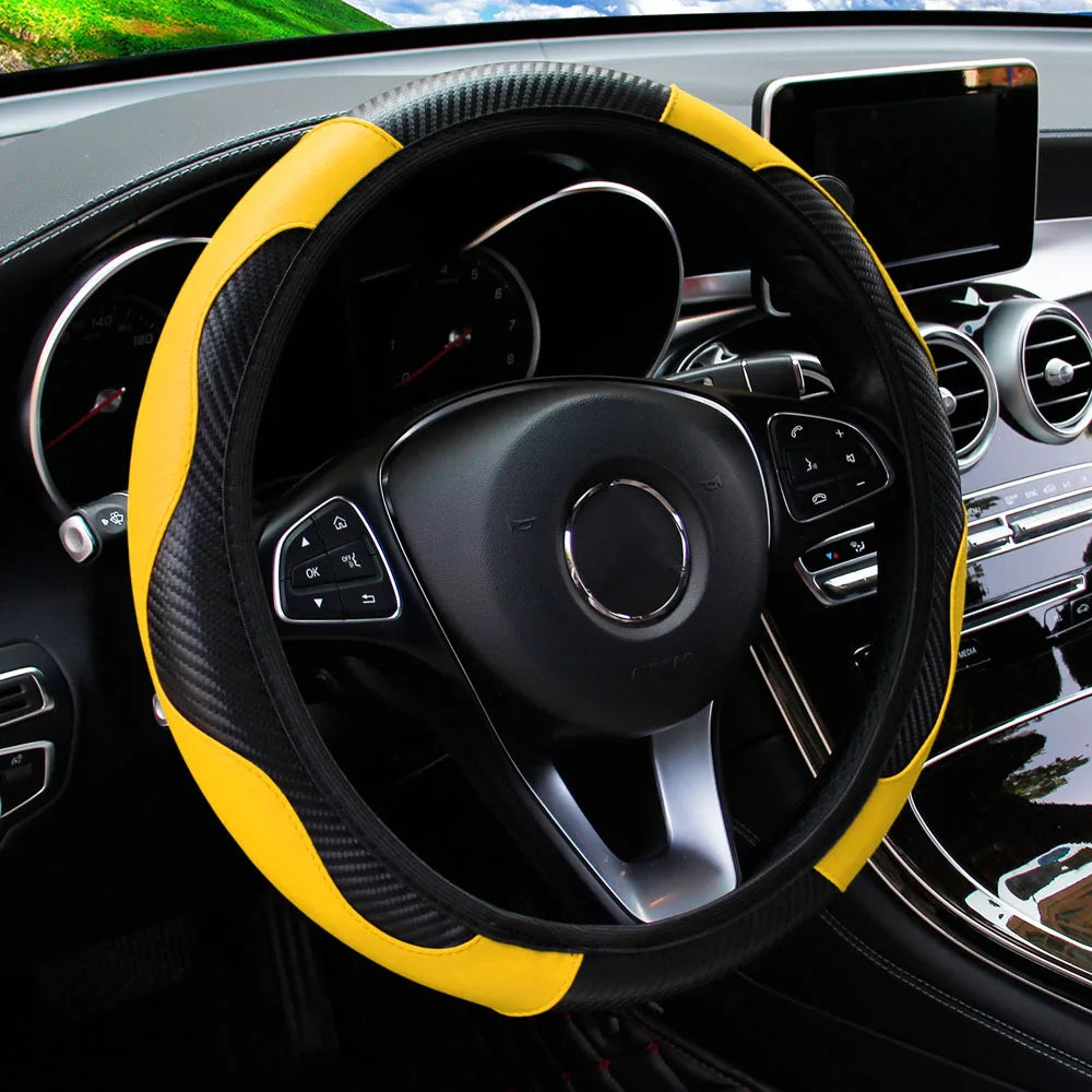 PU Carbon Fiber Steering Wheel Cover