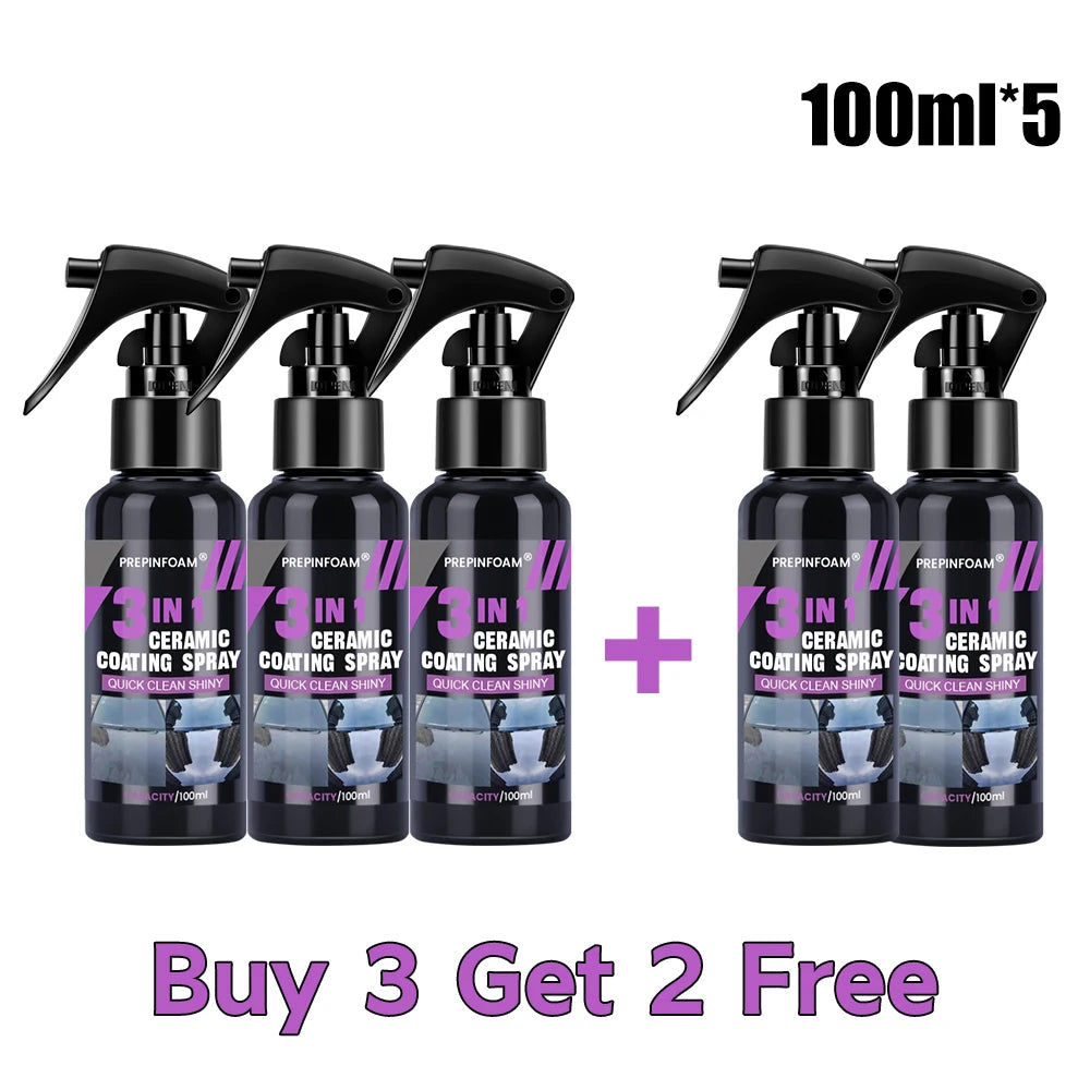 Cinq bouteilles de 100 ml de spray de revêtement céramique pour protection automobile, offre d'achat de trois pour deux gratu