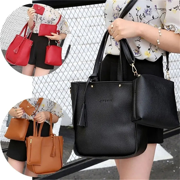 4-Piece PU Leather Crossbody Bag Set