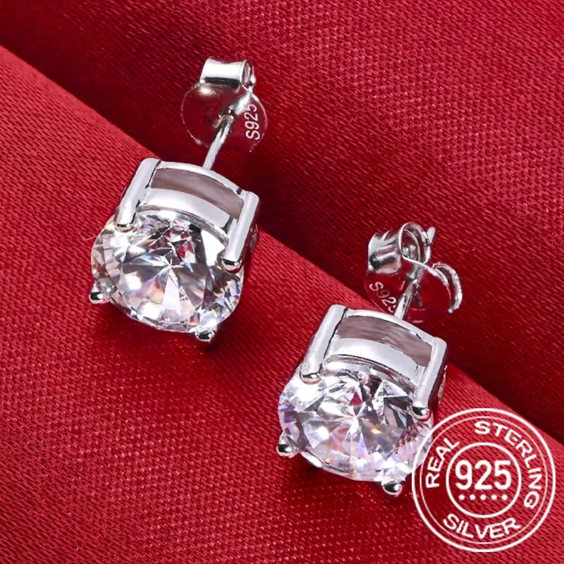 8mm D-Color Moissanite Stud Earrings in 925 Sterling Silver