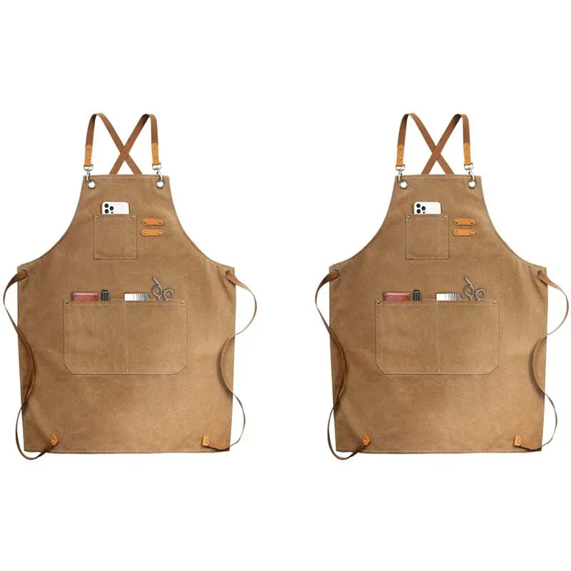 Durable Canvas Kitchen Apron with Pockets