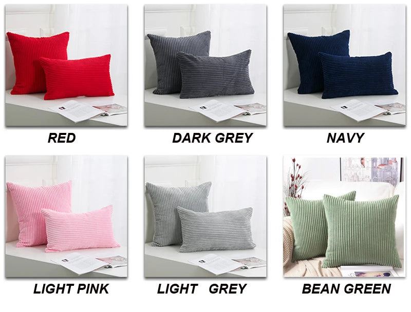 Soft Corduroy Striped Throw Pillow Cover