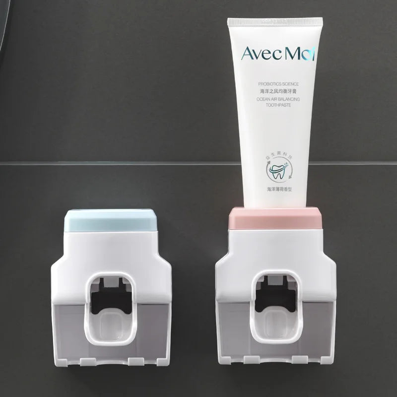 Automatic Wall-Mounted Toothpaste Dispenser with Brush Holder
