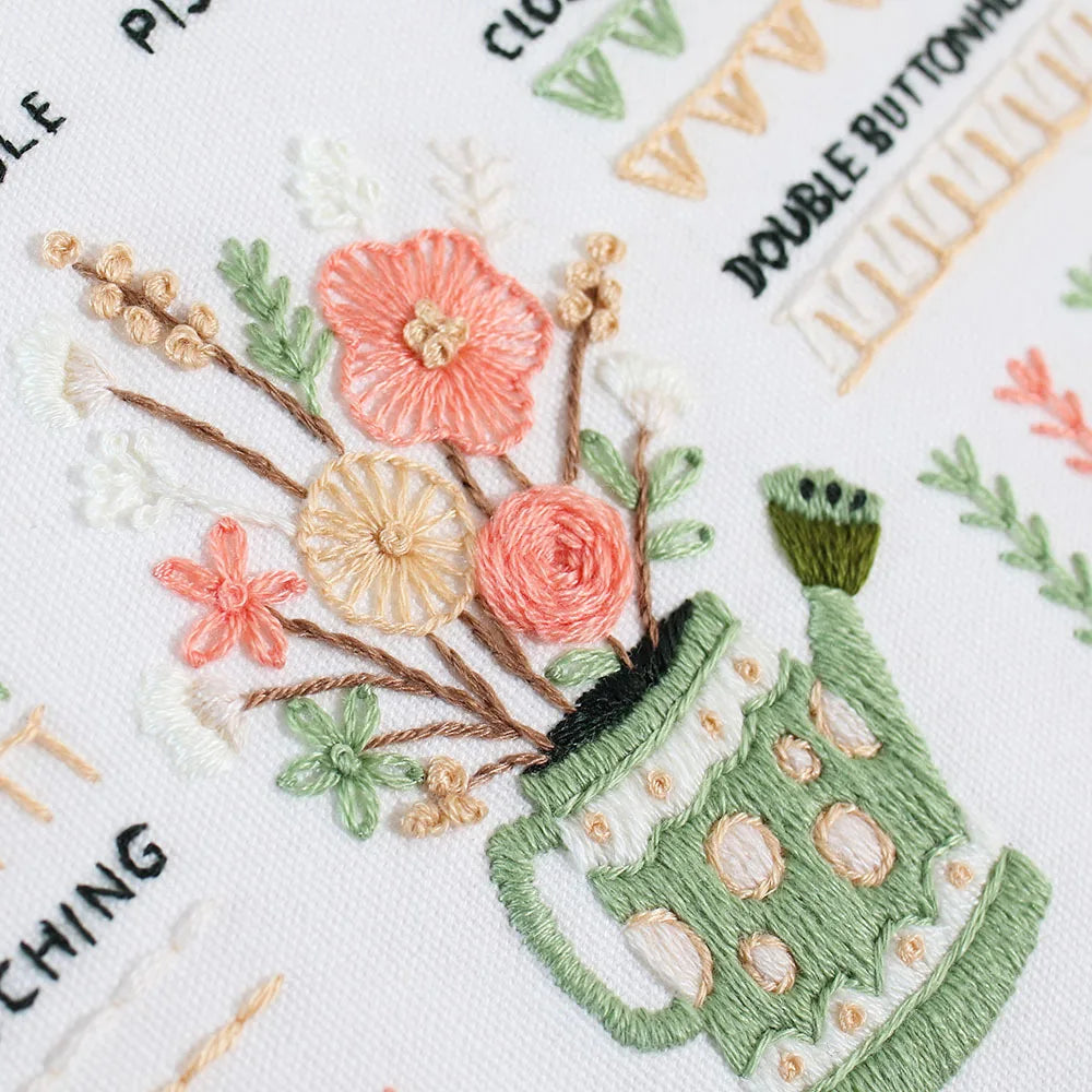 Beginner Embroidery Kit with Stamped Patterns and Tools
