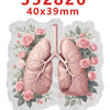 A set of pink and green floral designs featuring anatomical lungs on a white background.
