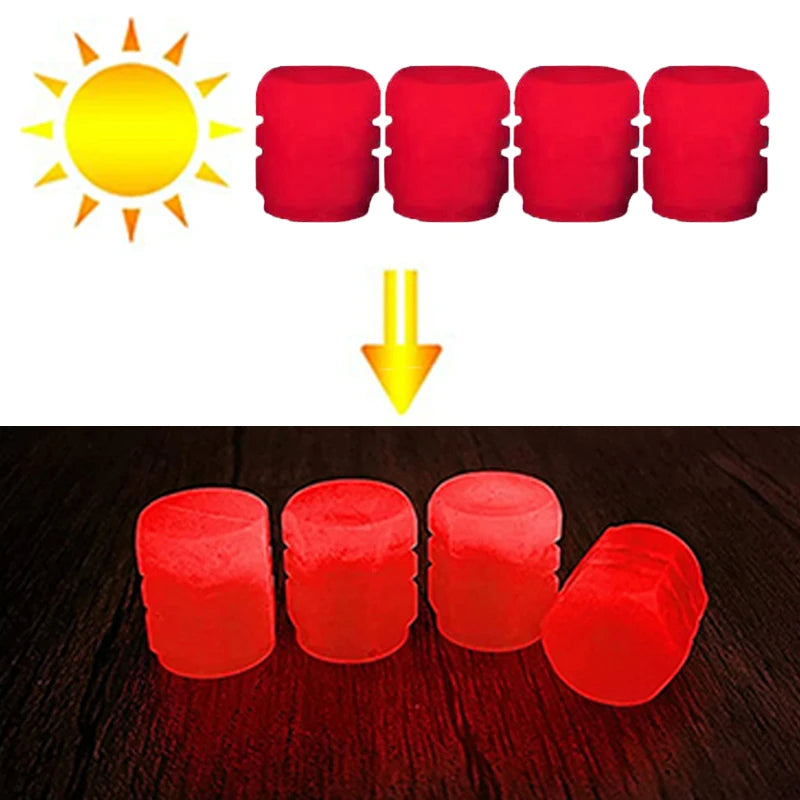 Glow-in-the-Dark Valve Caps for Car, Motorcycle & Bicycle Wheels (Set of 20)