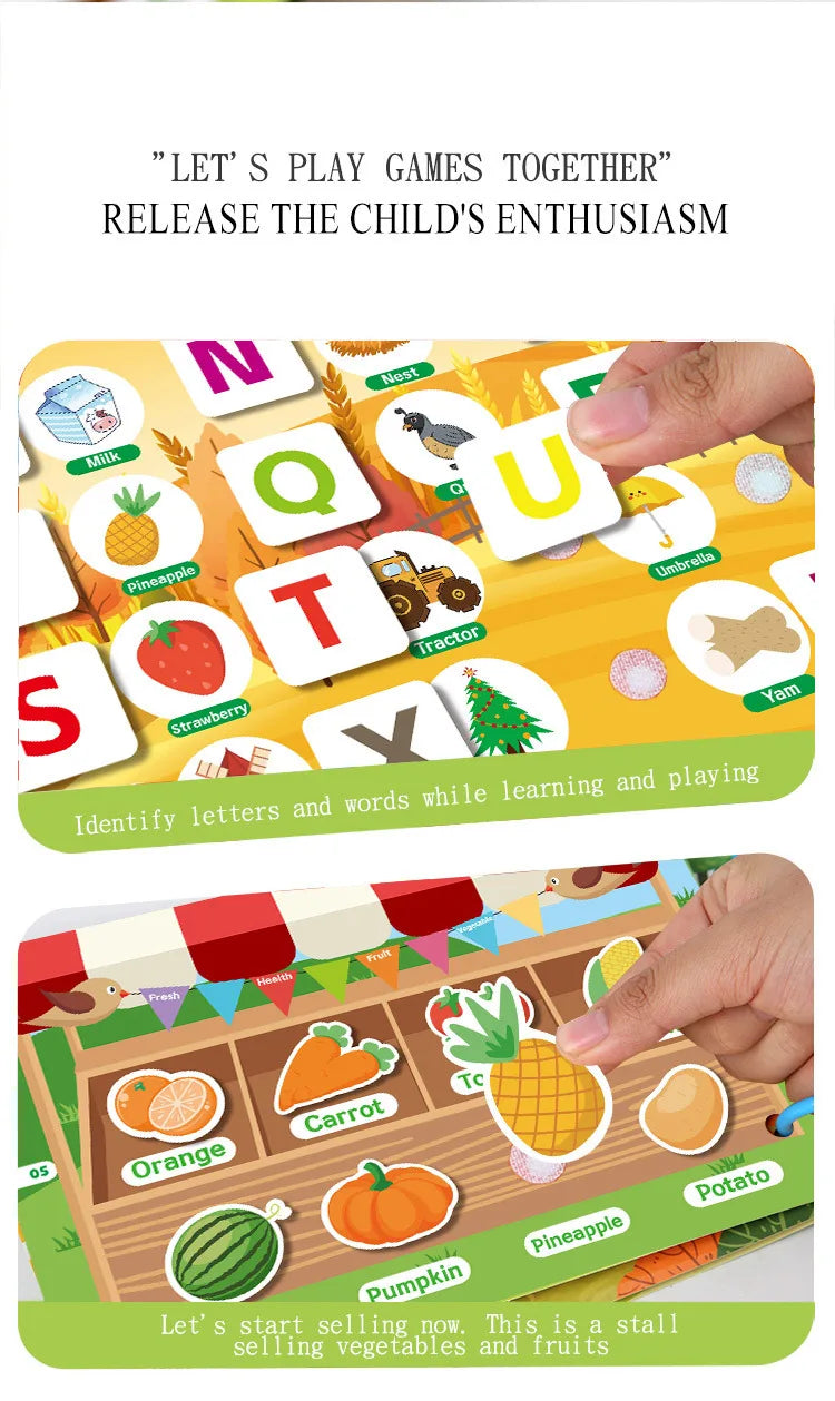 Montessori Busy Book for Toddlers – Reusable Sticker & Velcro Learning Activities