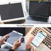 A privacy webcam cover slider is shown fitting onto various laptop and mobile devices.