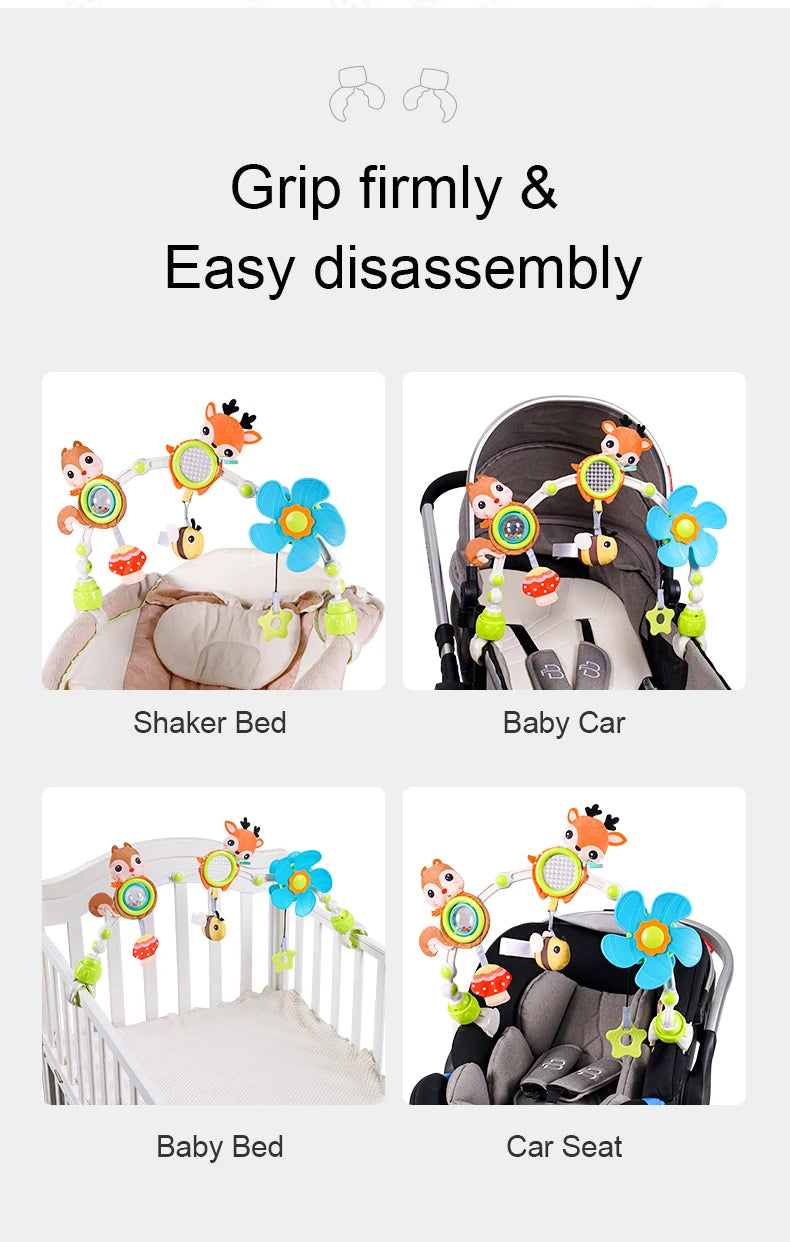 Adjustable Musical Activity Arch Toy for Baby Strollers and Car Seats