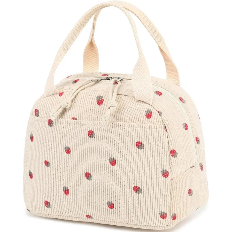 Insulated Corduroy Lunch Bag for Kids and Adults
