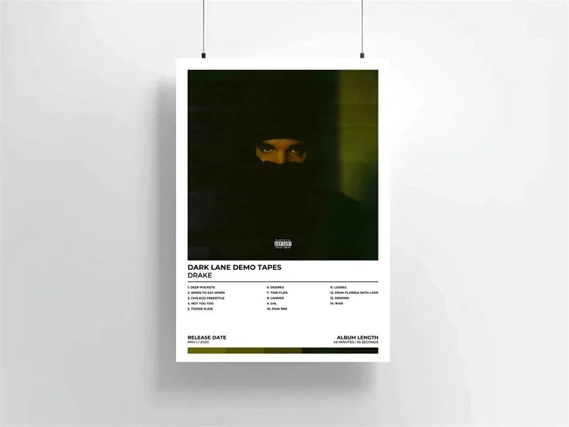 Dark lane demo tapes album art canvas print featuring a shadowy face against a green background