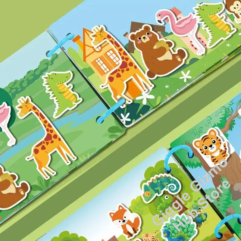 Montessori Busy Book for Toddlers – Reusable Sticker & Velcro Learning Activities