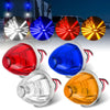 A collection of various waterproof LED side marker lights including round and housing types in red, blue, yellow, and clear.