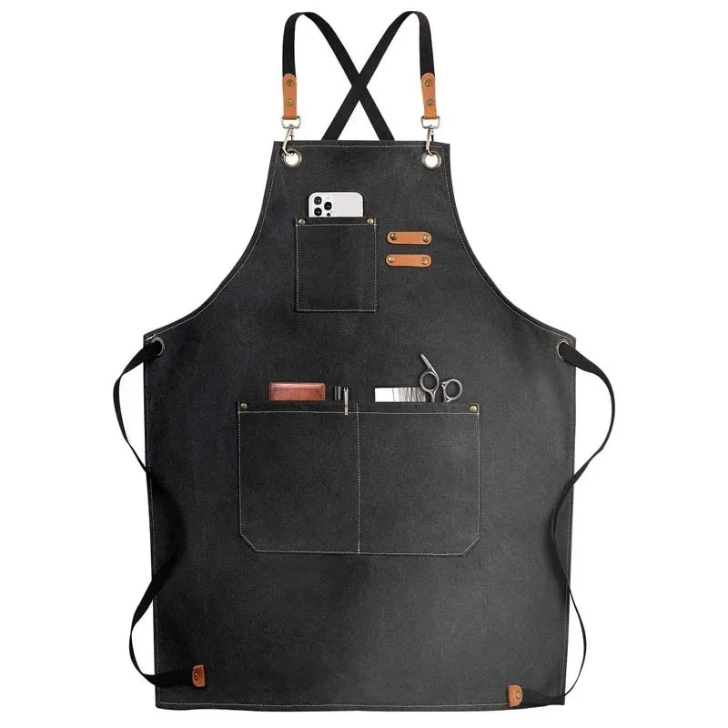 Durable Canvas Kitchen Apron with Pockets