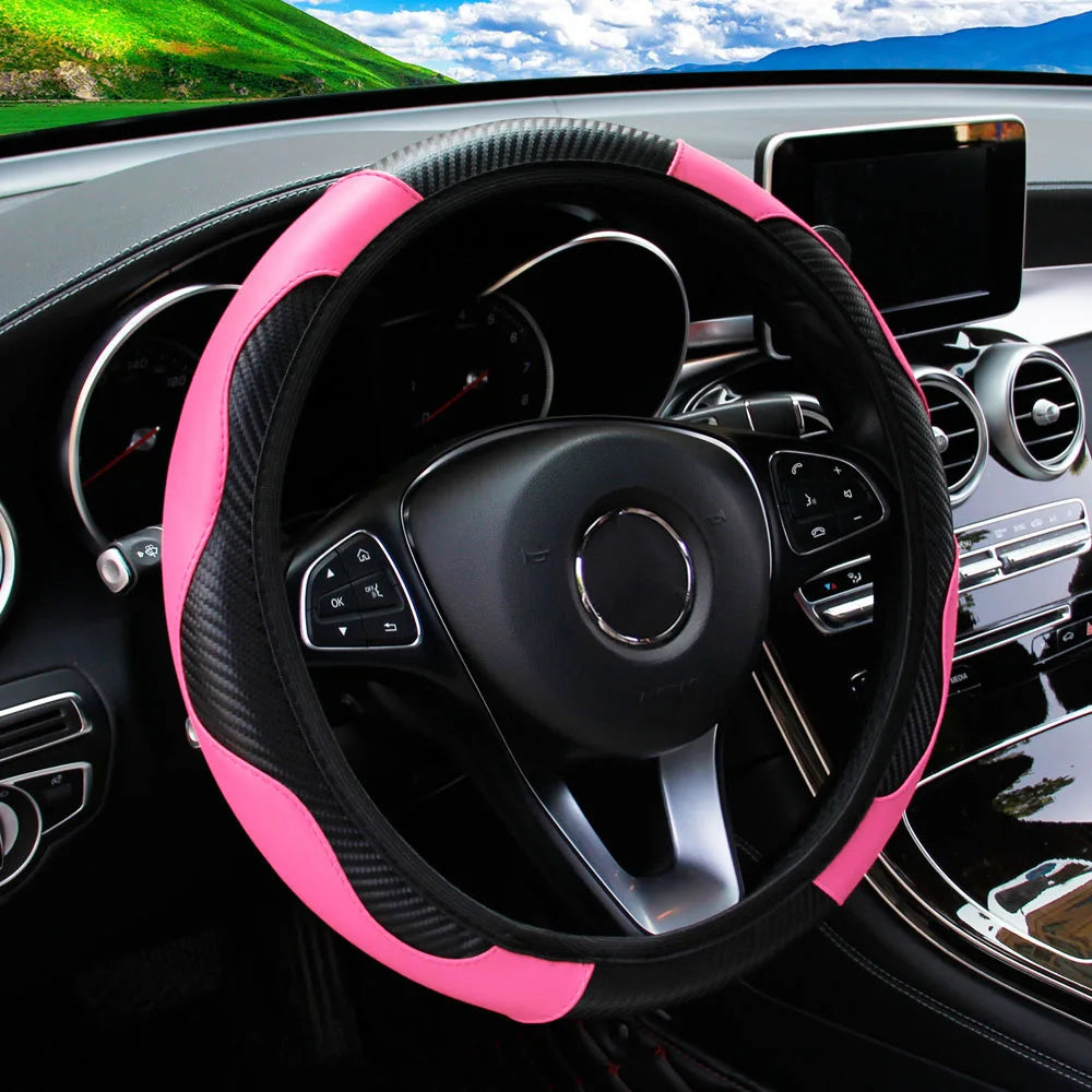 PU Carbon Fiber Steering Wheel Cover