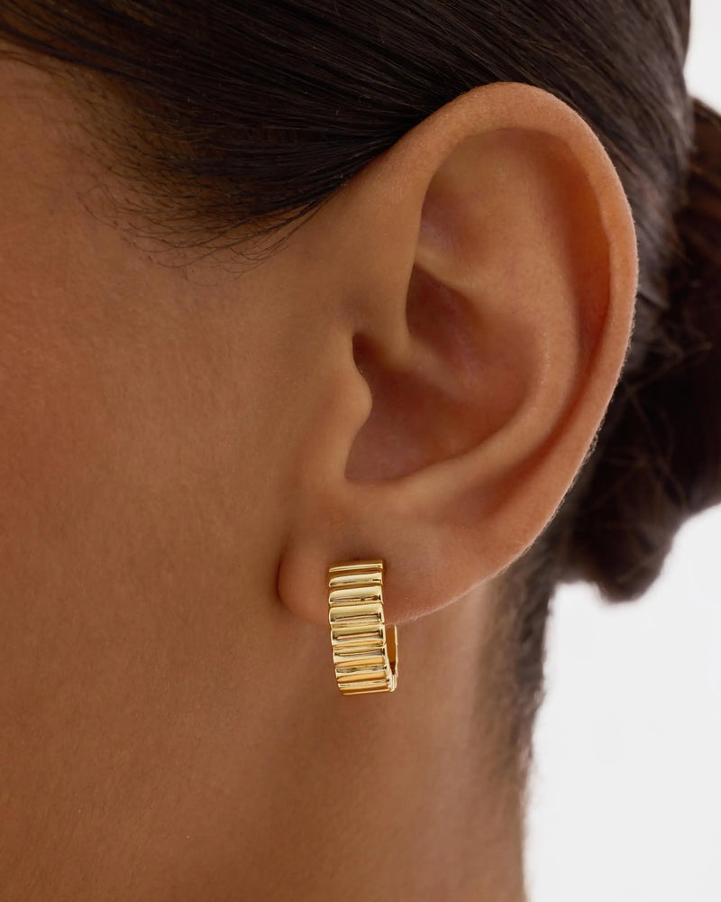 Chunky Gold-Plated Hoop Huggie Earrings
