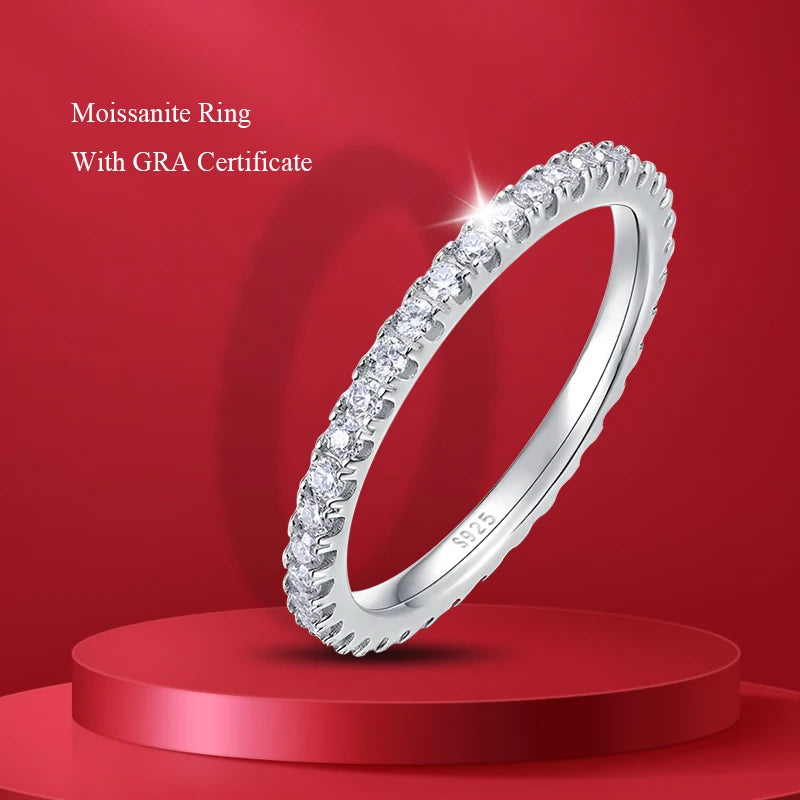S925 Sterling Silver Moissanite Stackable Ring