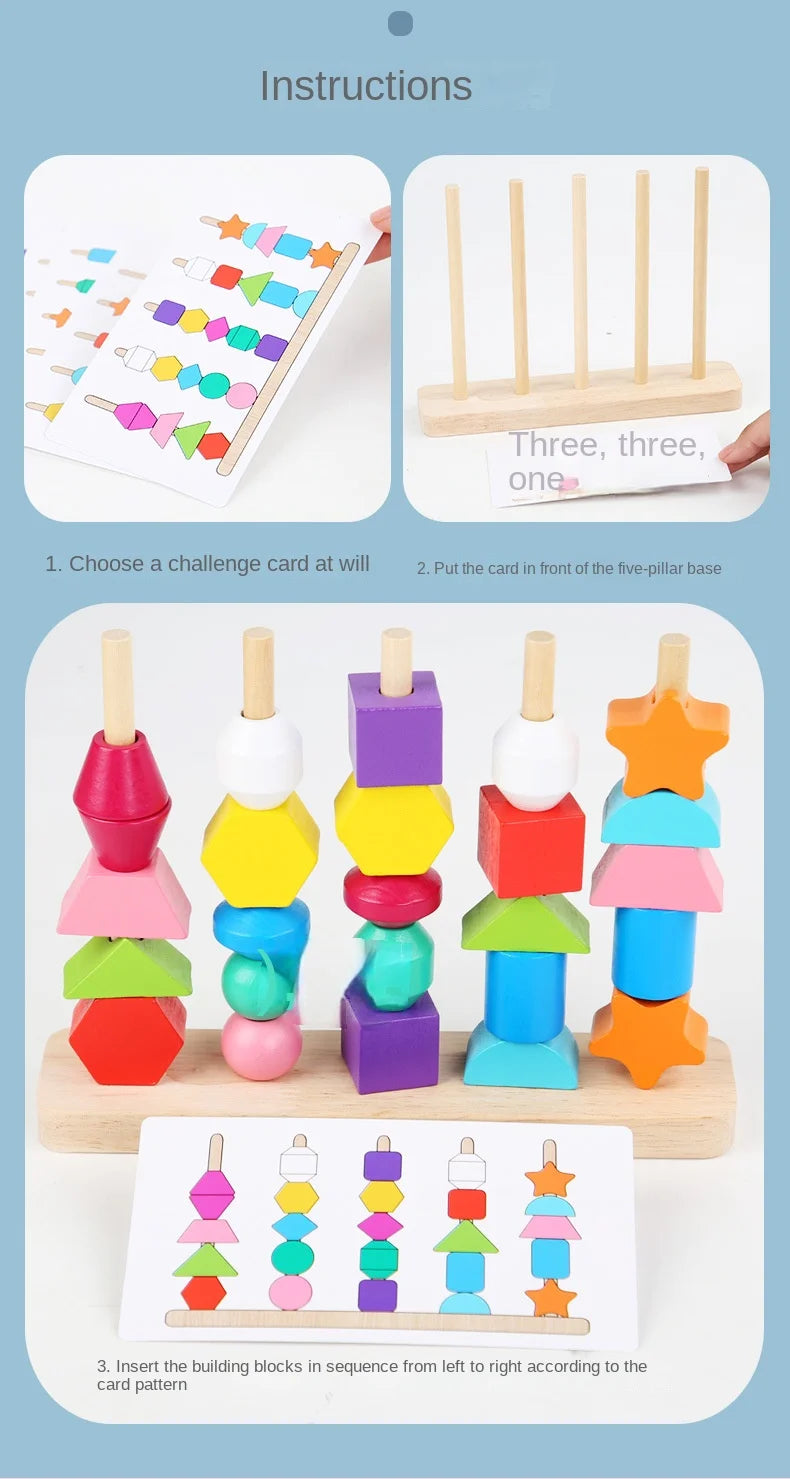 Montessori Wooden Color & Shape Matching Puzzle for Toddlers