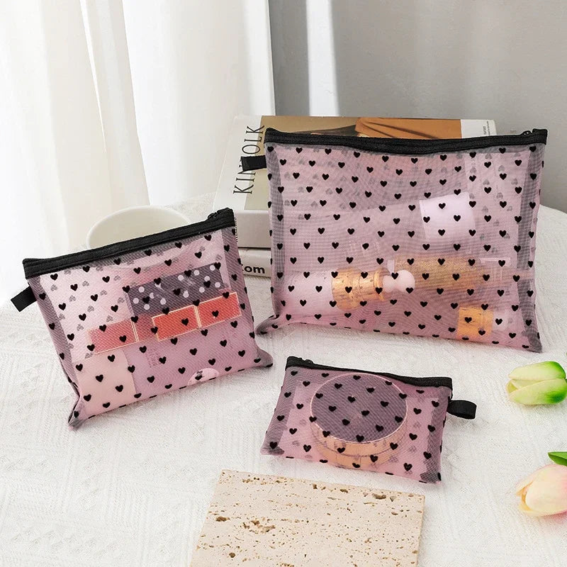 Breathable Mesh Makeup Bag Organizer - Multi-Purpose Travel Toiletry Pouch