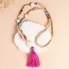 Bohemian Wooden Bead Tassel Necklace