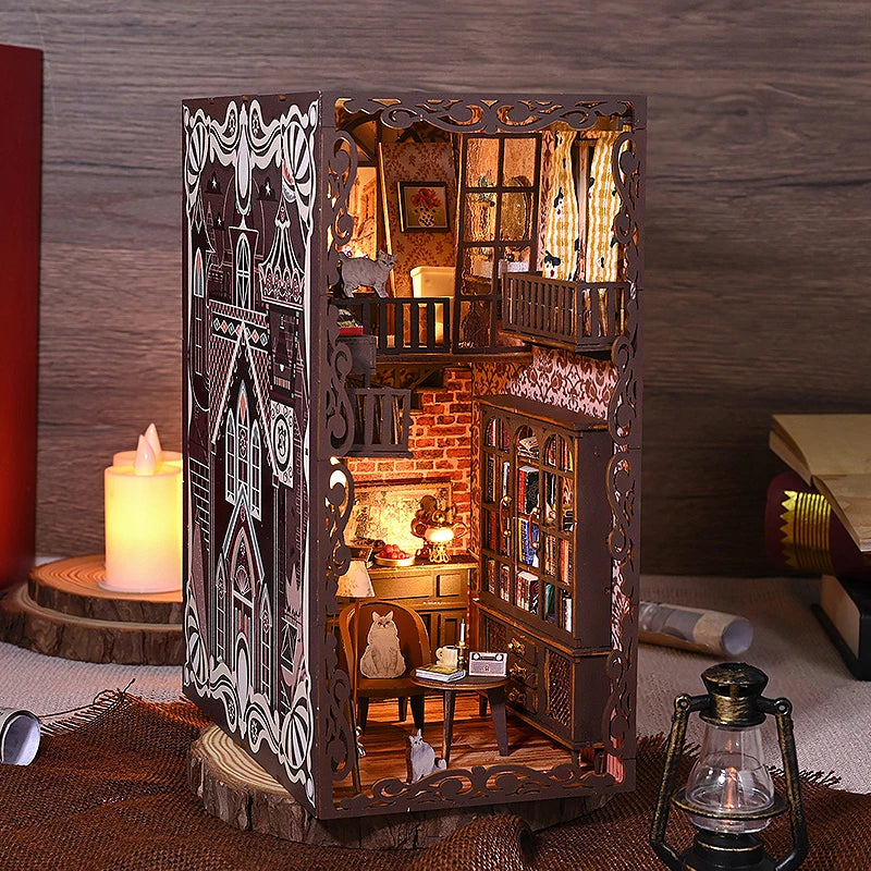 DIY Wooden Book Nook Kit with LED Lighting