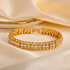 Bracelet Chaîne à Anneau de Papier Doré avec Pierres CZ