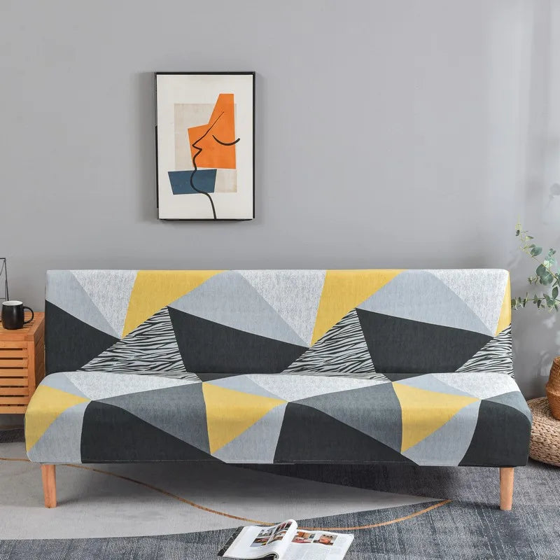 Stretchable Sofa Cover with Geometric Pattern for Futon Seats