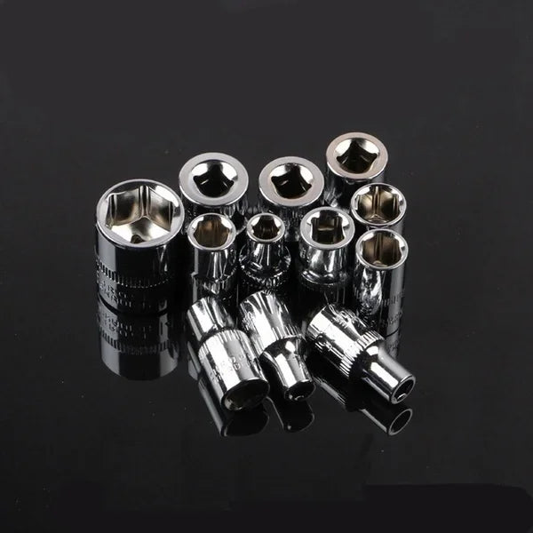 12-Piece Ratchet Socket Wrench Set for Bike, Motorcycle & Auto Repairs