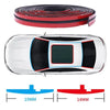 Rolls of automotive rubber sealing strips for noise and weather protection shown with thickness measurements.