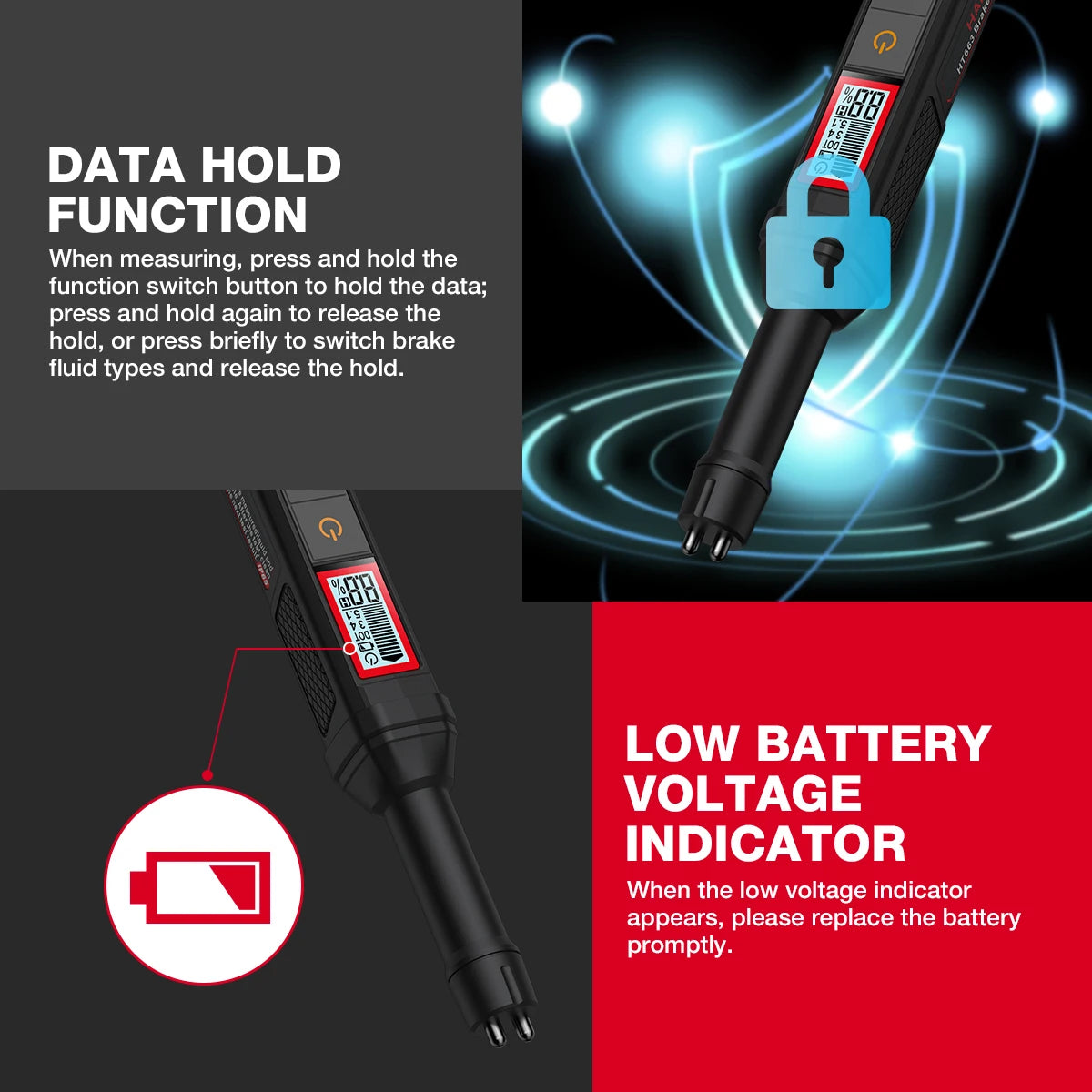 Digital Brake Fluid Tester with Backlit Display