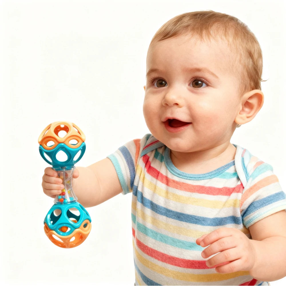 Soft Rubber Teething Rattle Ball for Babies