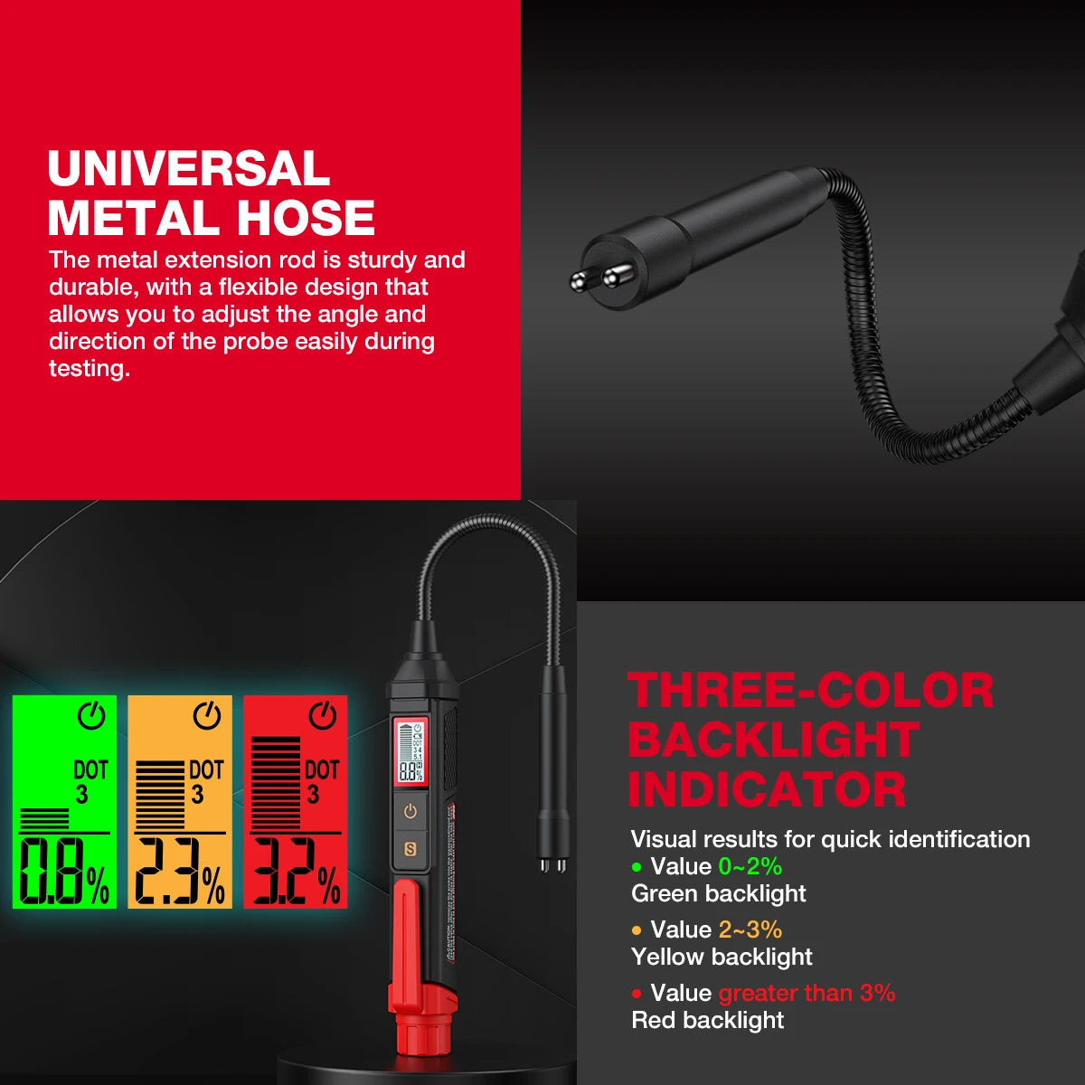 Digital Brake Fluid Tester with Backlit Display