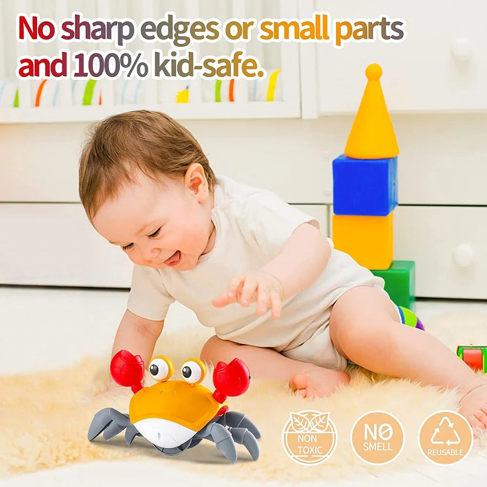 Interactive Musical Crawling Crab Toy with Obstacle Avoidance