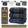 Gold-Stripe Bath Towel Set (3-Pack) – Ultra-Soft & Highly Absorbent