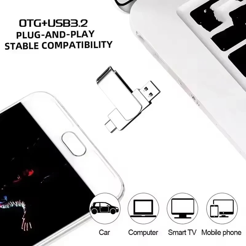 High-Speed USB 3.2 Flash Drive with Dual Type-C & USB Connectors