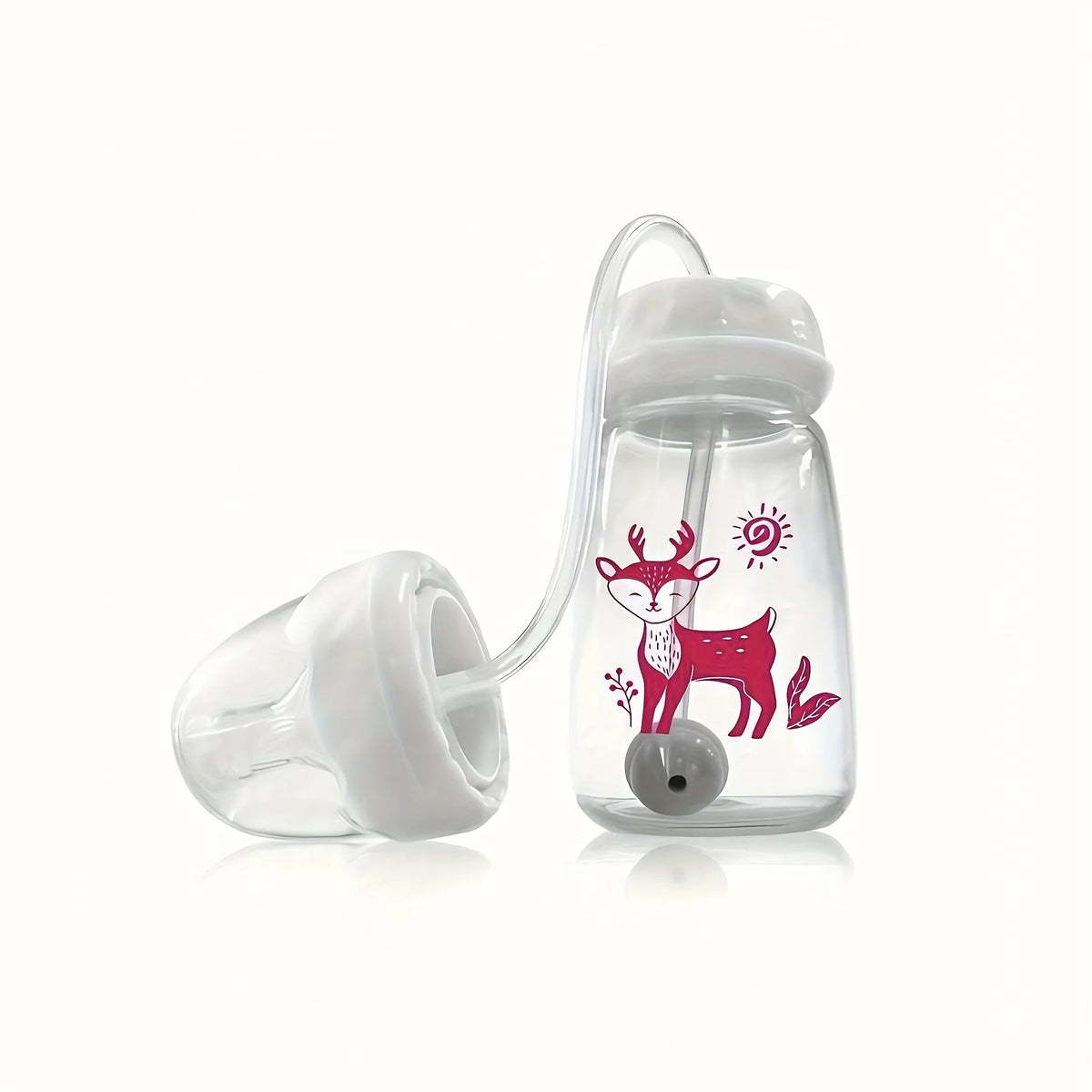 Hands-Free Self-Feeding Baby Bottle with Straw Brush (150ml)