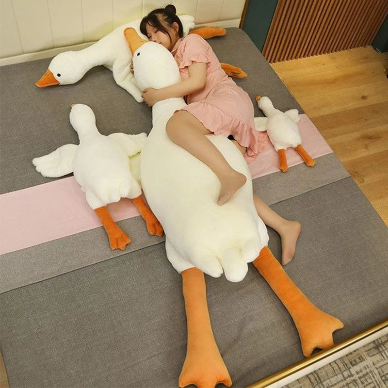 Oversized White Goose Plush Toy & Sofa Cushion