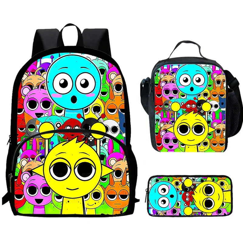 Cartable Enfant Cartoon Sprunki avec Pochette Avant
