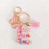 Pink Glitter Butterfly Keychain with Tassel