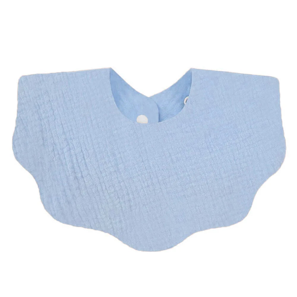 Light blue soft cotton baby bib in a bandana style for newborns